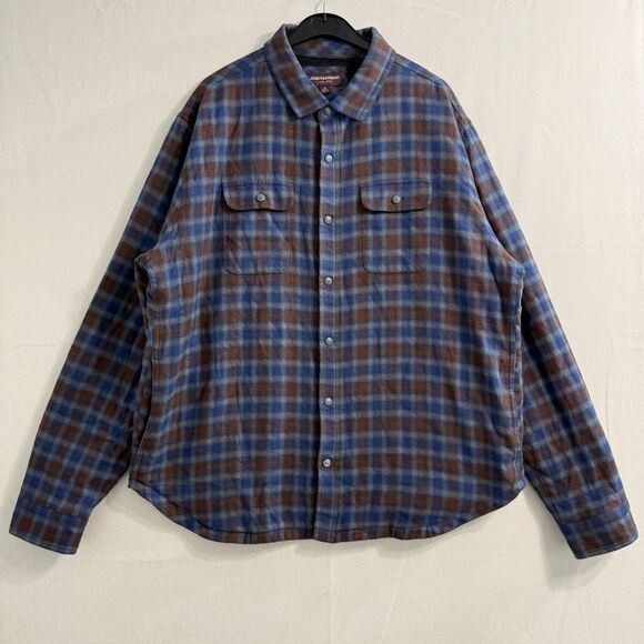 Johnston & Murphy Lined Flannel Mens Size XL Red & Blue - Picture 1 of 10